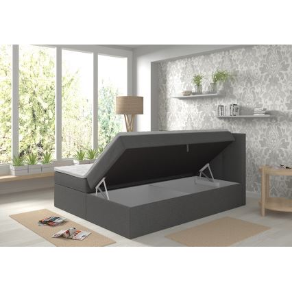 Lit rembourré avec matelas et surmatelas avec un espace de stockage EMBER 180x200 cm anthracite