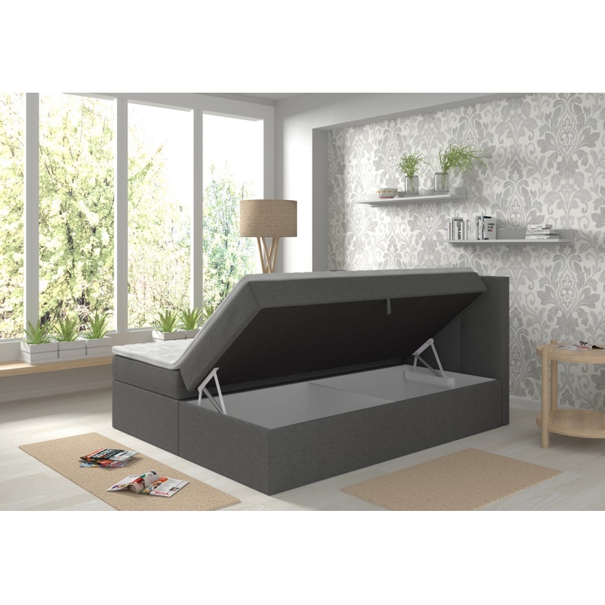 Lit rembourré avec matelas et surmatelas avec un espace de stockage EMBER 180x200 cm anthracite