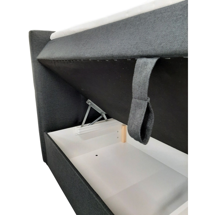 Lit rembourré avec matelas et surmatelas avec un espace de stockage EMBER 180x200 cm anthracite