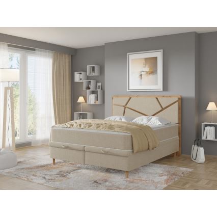 Lit rembourré avec matelas et surmatelas avec un espace de stockage NAOMI 140x200 cm beige