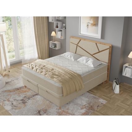 Lit rembourré avec matelas et surmatelas avec un espace de stockage NAOMI 140x200 cm beige