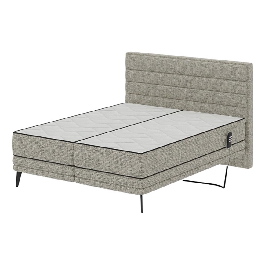 Lit rembourré avec matelas et surmatelas MILA 180x200 cm gris