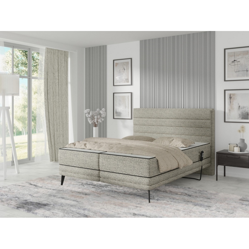 Lit rembourré avec matelas et surmatelas MILA 180x200 cm gris
