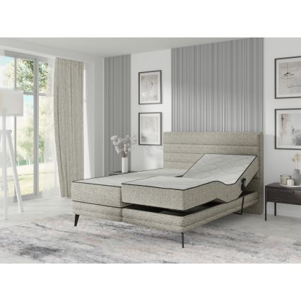 Lit rembourré avec matelas et surmatelas MILA 180x200 cm gris