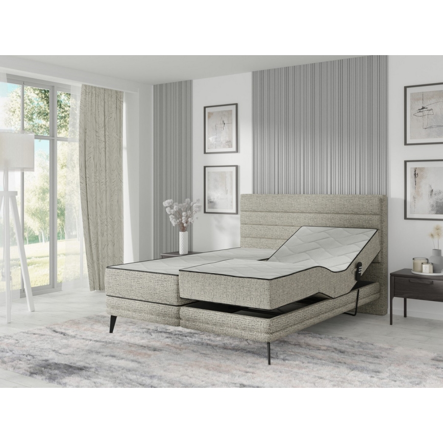 Lit rembourré avec matelas et surmatelas MILA 180x200 cm gris