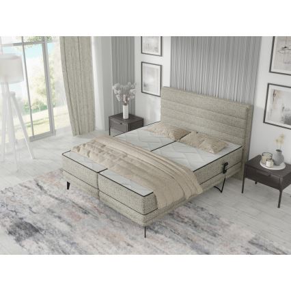 Lit rembourré avec matelas et surmatelas MILA 180x200 cm gris