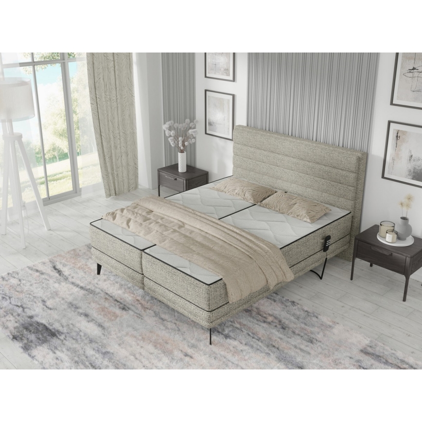 Lit rembourré avec matelas et surmatelas MILA 180x200 cm gris