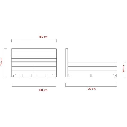 Lit rembourré avec matelas et surmatelas MILA 180x200 cm gris