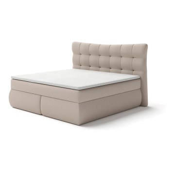Lit rembourré avec matelas et surmatelas SOFIA 180x200 cm beige