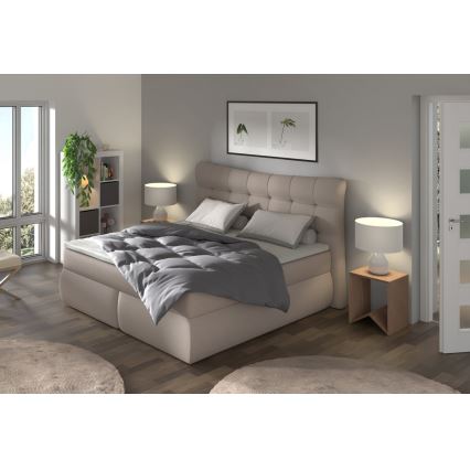 Lit rembourré avec matelas et surmatelas SOFIA 180x200 cm beige