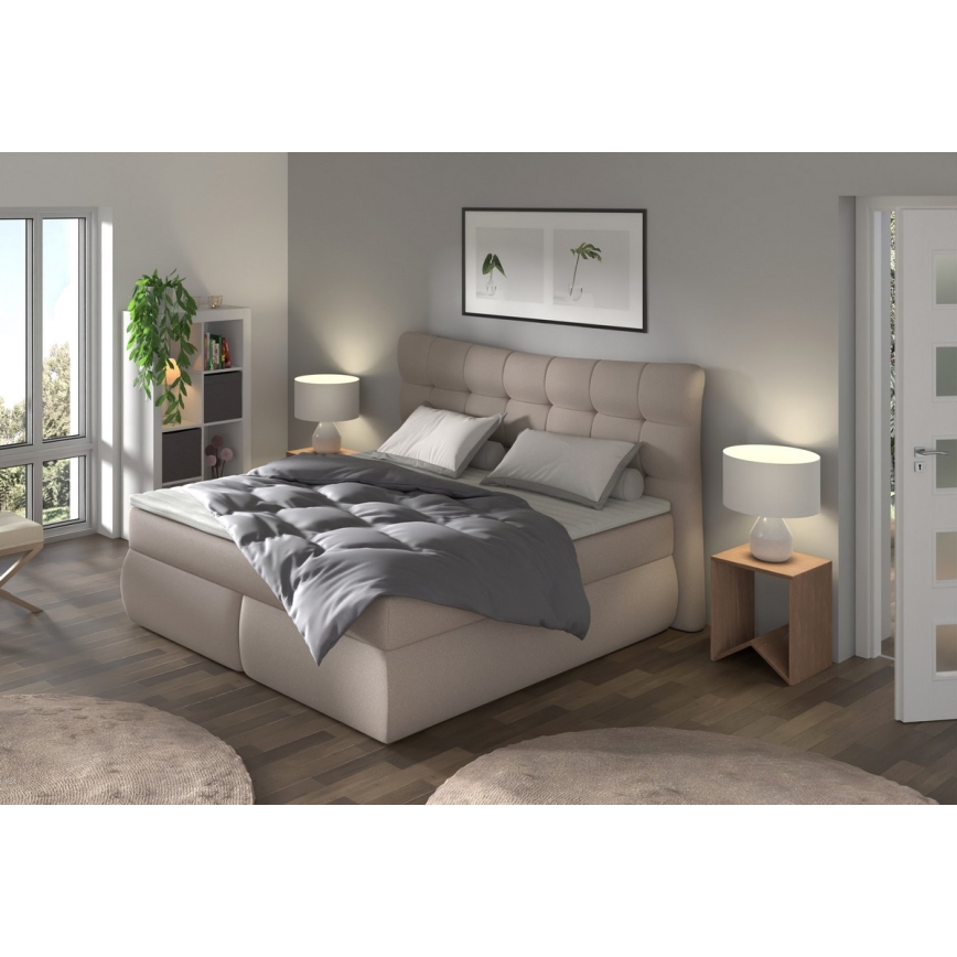 Lit rembourré avec matelas et surmatelas SOFIA 180x200 cm beige
