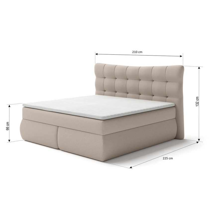 Lit rembourré avec matelas et surmatelas SOFIA 180x200 cm beige