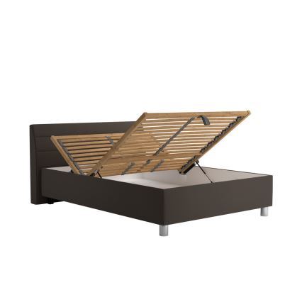 Lit rembourré avec un espace de stockage et matelas DALMA 140x200 cm gris/marron