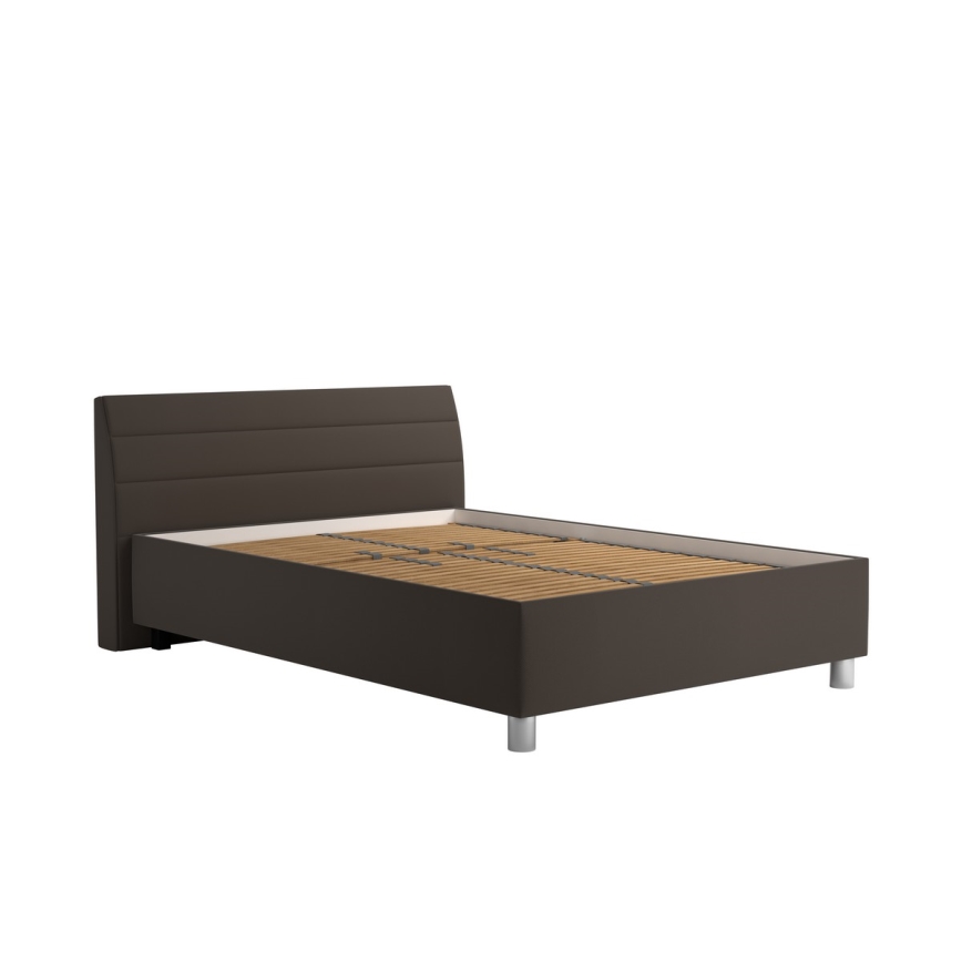 Lit rembourré avec un espace de stockage et matelas DALMA 140x200 cm gris/marron