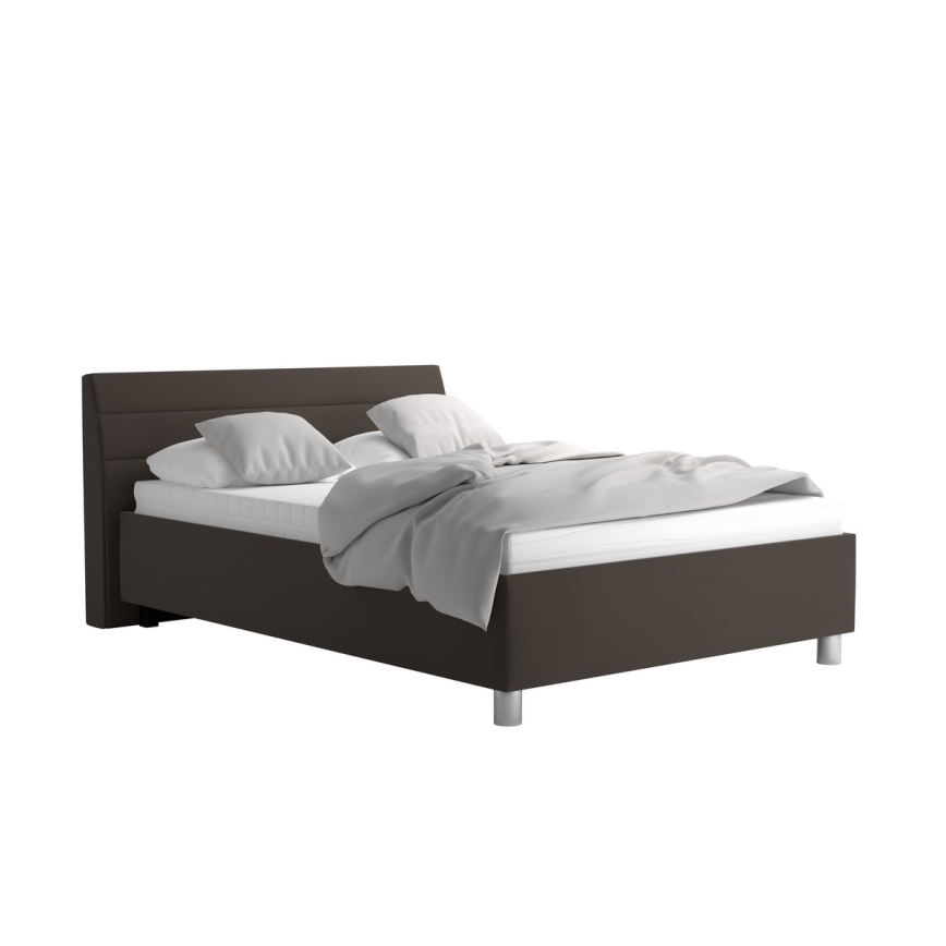 Lit rembourré avec un espace de stockage et matelas DALMA 140x200 cm gris/marron