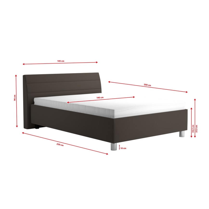 Lit rembourré avec un espace de stockage et matelas DALMA 140x200 cm gris/marron
