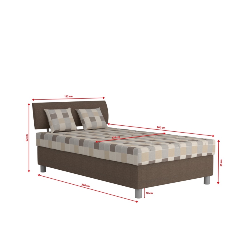 Lit rembourré avec un espace de stockage et matelas GEORGE 120x200 cm marron