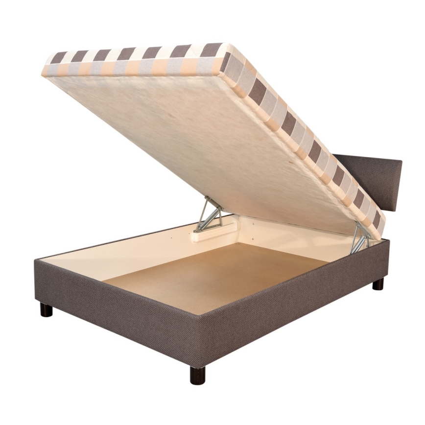 Lit rembourré avec un espace de stockage et matelas GEORGE 140x200 cm marron