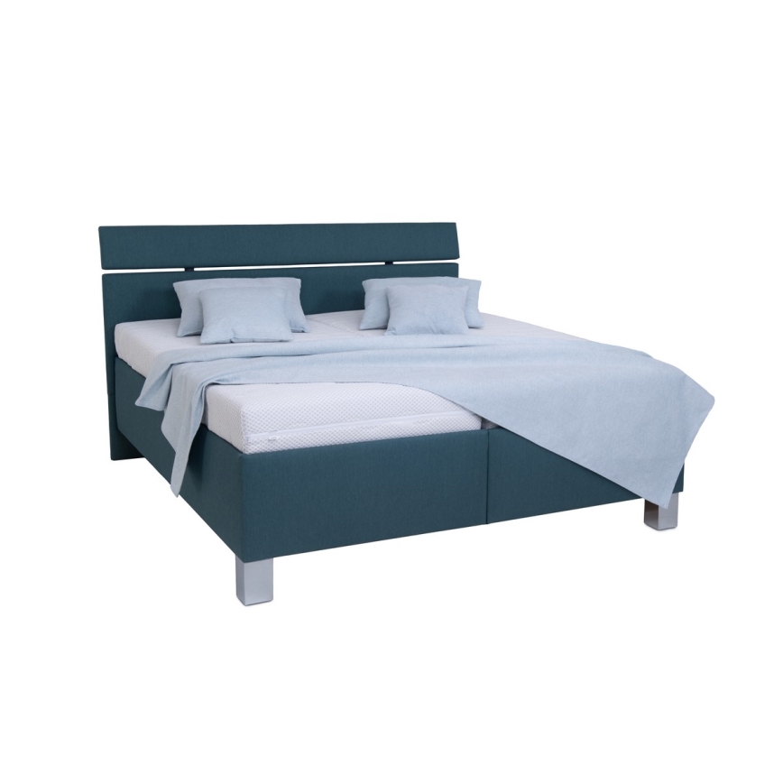 Lit rembourré avec un espace de stockage sans matelas ALIS 180x200 cm bleu pétrole