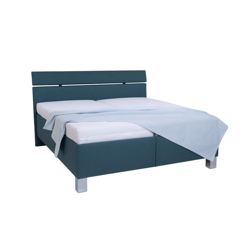Lit rembourré avec un espace de stockage sans matelas ALIS 180x200 cm bleu pétrole