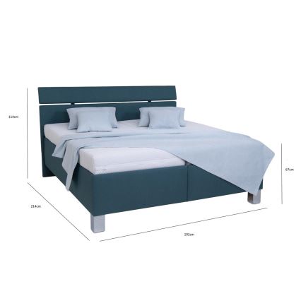 Lit rembourré avec un espace de stockage sans matelas ALIS 180x200 cm bleu pétrole