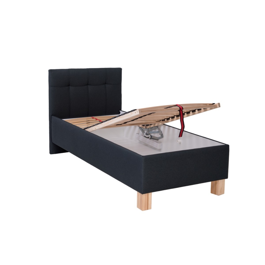 Lit rembourré avec un espace de stockage sans matelas MARIA ONE 90x200 cm anthracite