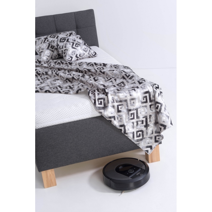 Lit rembourré avec un espace de stockage sans matelas MARIA ONE 90x200 cm gris