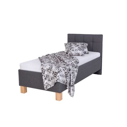 Lit rembourré avec un espace de stockage sans matelas MARIA ONE 90x200 cm gris