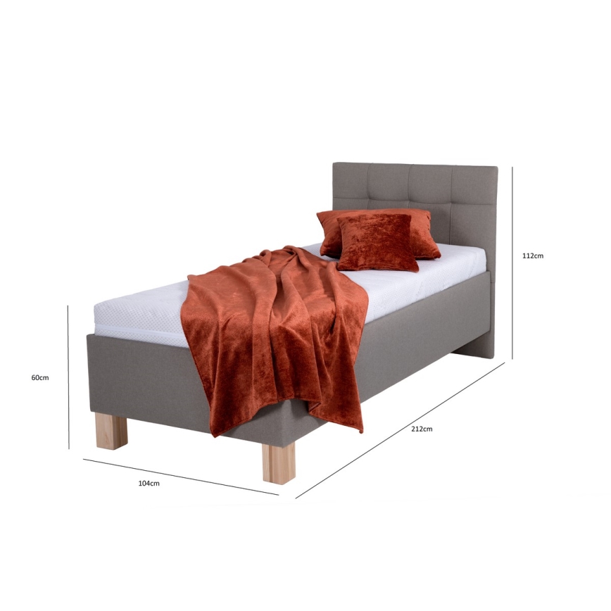Lit rembourré avec un espace de stockage sans matelas MARIA ONE 90x200 cm taupe