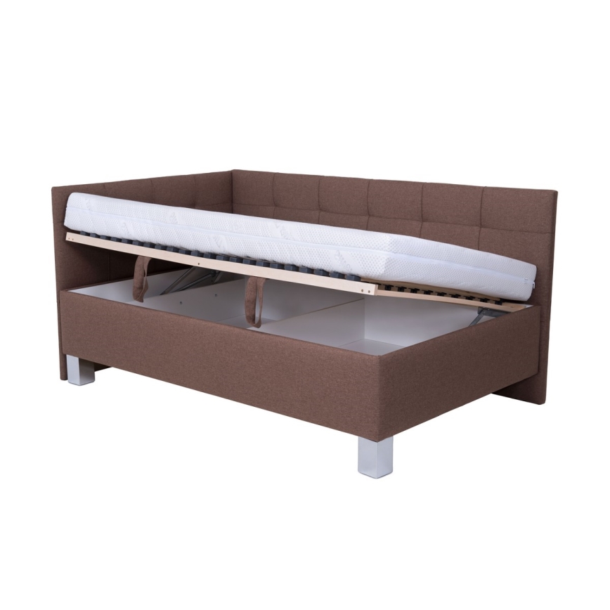 Lit rembourré avec un espace de stockage sans matelas MARIA PETITE 120x200 cm marron