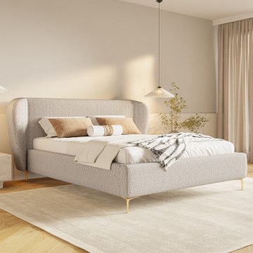 Lit rembourré DALIA 180x200 cm sans matelas, beige