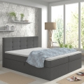 Lit rembourré EMBER 160 x 200 cm avec matelas et surmatelas et coffre de rangement, anthracite