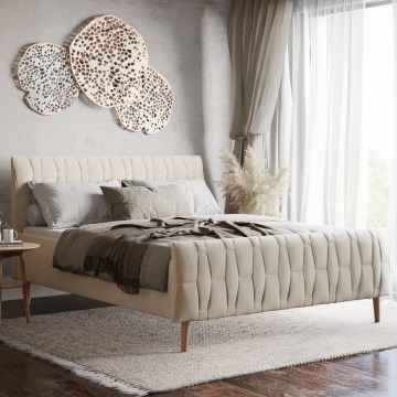 Lit rembourré FLORA 160 x 200 cm, beige — sans matelas
