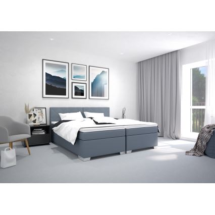 Lit rembourré IDA 90x200 cm avec matelas, bleu