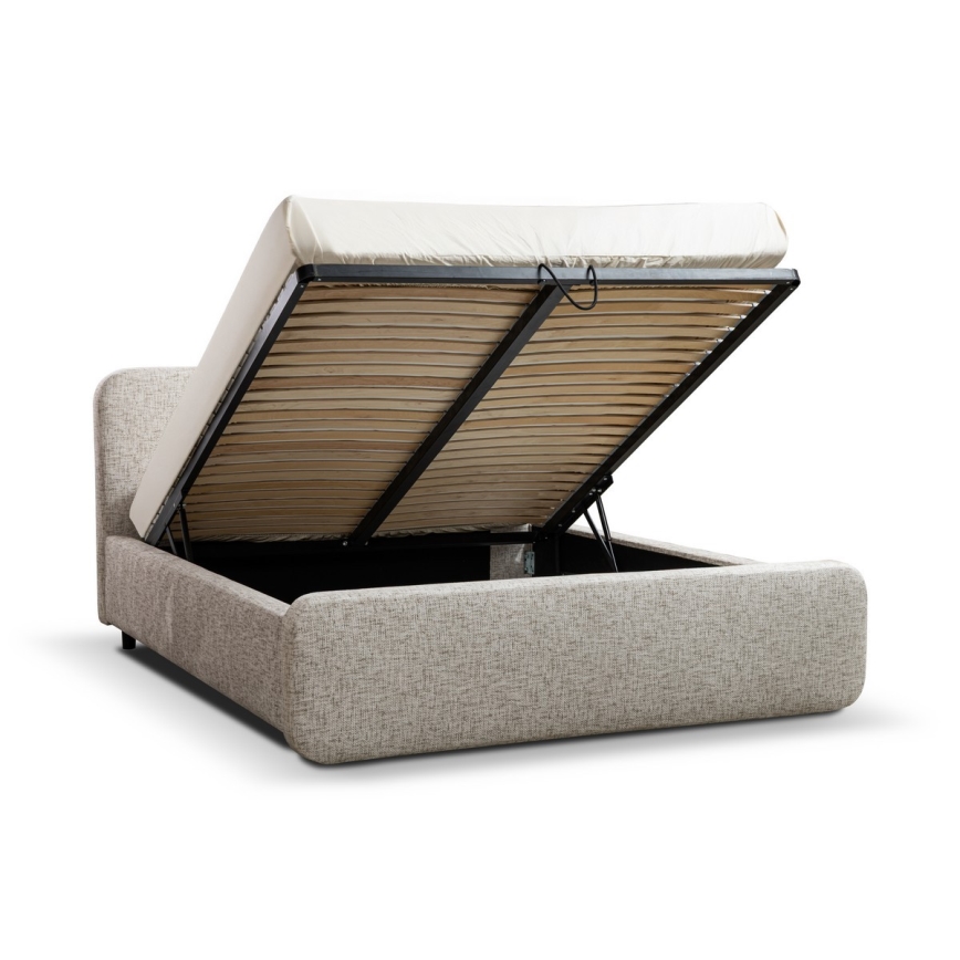 Lit rembourré LAJLA 160 x 200 cm sans matelas, beige