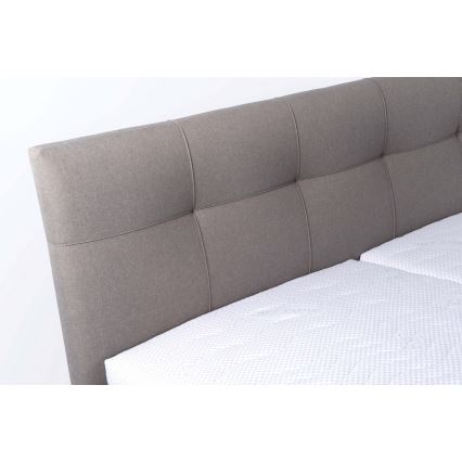 Lit rembourré MARIA 180x200 cm avec matelas et coffre de rangement, taupe
