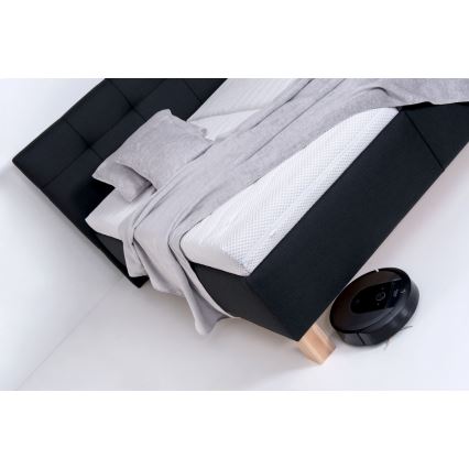 Lit rembourré MARIA 180x200 cm avec matelas et espace de rangement, coloris anthracite