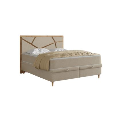 Lit rembourré NAOMI 180x200 cm beige avec matelas inclus et coffre de rangement
