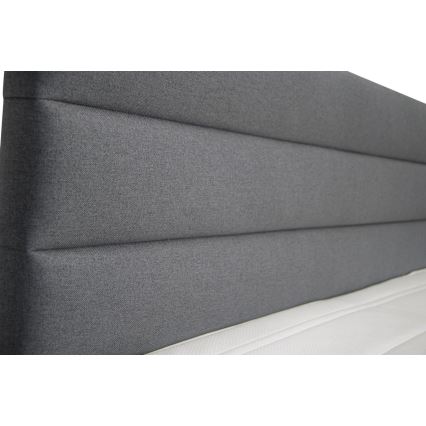 Lit tapissé NEW BOLERO 160x200 cm avec coffre de rangement intégré et matelas avec surmatelas inclus, gris