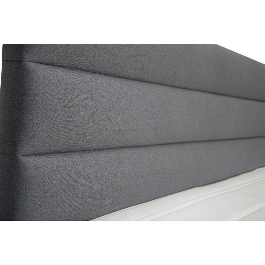 Lit tapissé NEW BOLERO 160x200 cm avec coffre de rangement intégré et matelas avec surmatelas inclus, gris