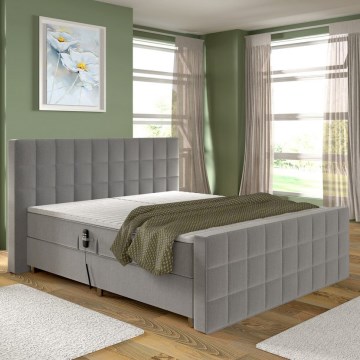 Lit rembourré réglable électriquement avec matelas et surmatelas HELEN 180 x 200 cm gris