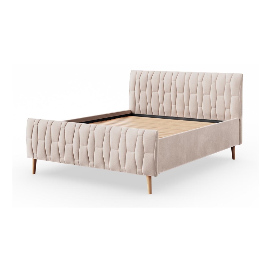 Lit rembourré sans matelas FLORA 160x200 cm beige