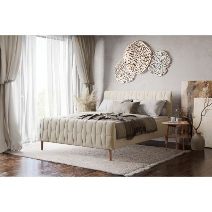 Lit rembourré sans matelas FLORA 160x200 cm beige