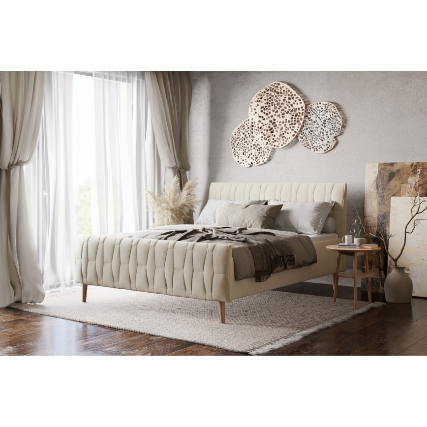Lit rembourré sans matelas FLORA 160x200 cm beige
