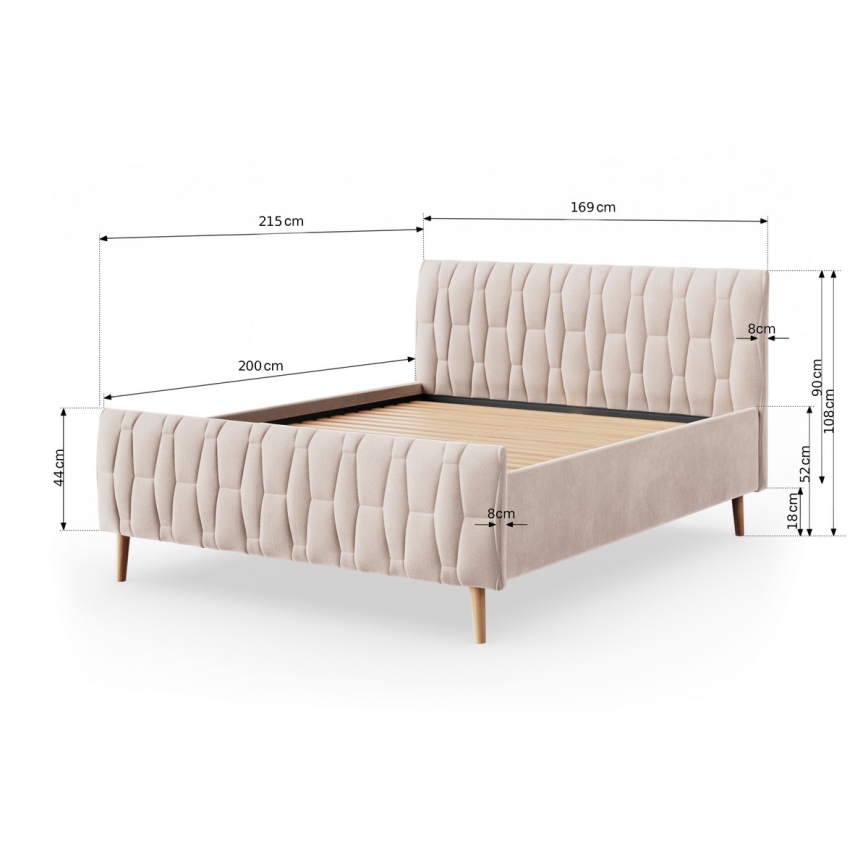 Lit rembourré sans matelas FLORA 160x200 cm beige