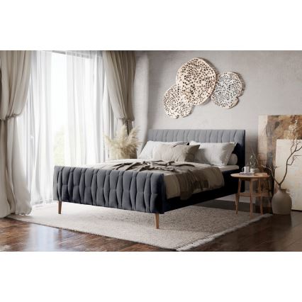 Lit rembourré sans matelas FLORA 180x200 cm gris
