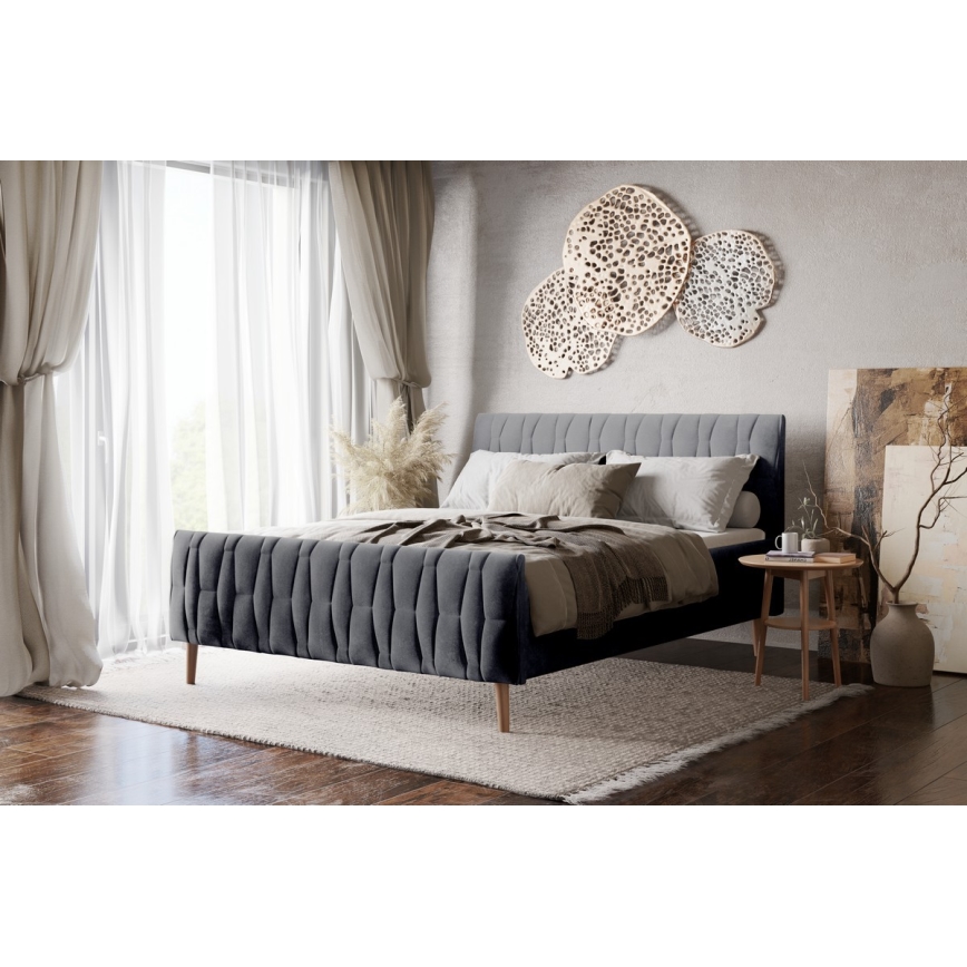 Lit rembourré sans matelas FLORA 180x200 cm gris