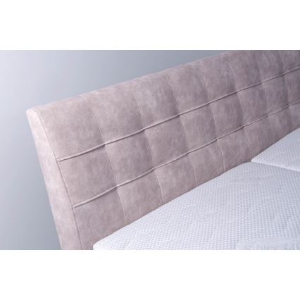 Lit rembourré VIOLET 160 x 200 cm avec matelas et coffre de rangement, beige