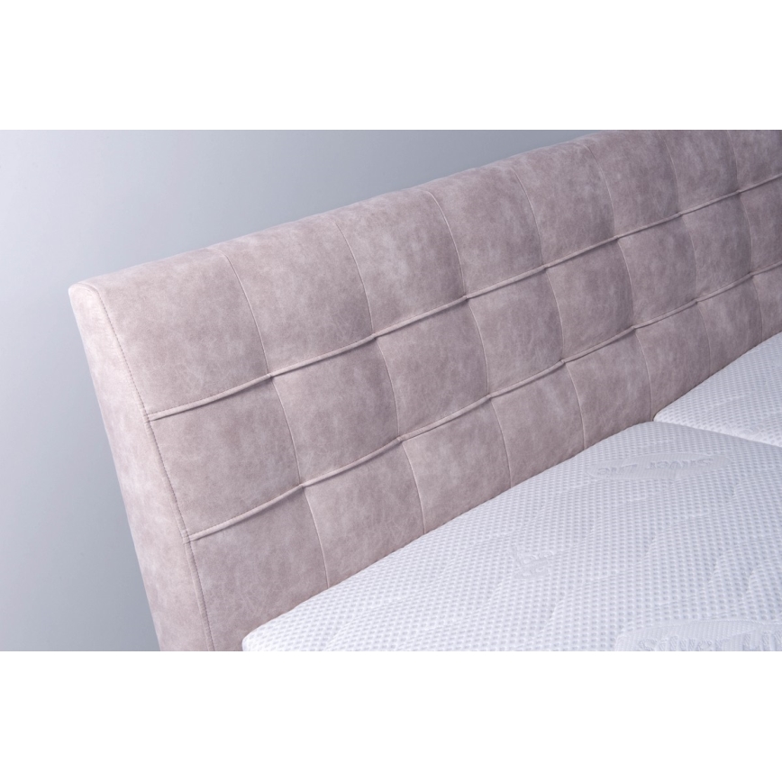 Lit rembourré VIOLET 160 x 200 cm avec matelas et coffre de rangement, beige