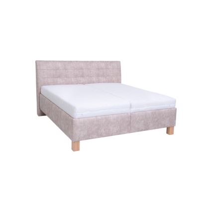 Lit rembourré VIOLET 160 x 200 cm avec matelas et coffre de rangement, beige